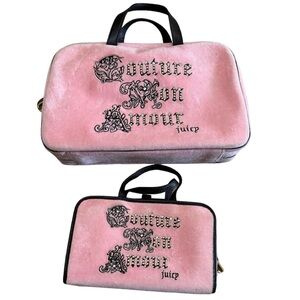 Vintage Y2K Juicy Couture Once Upon A Time Baby Pink Makeup Bag and Travel Case